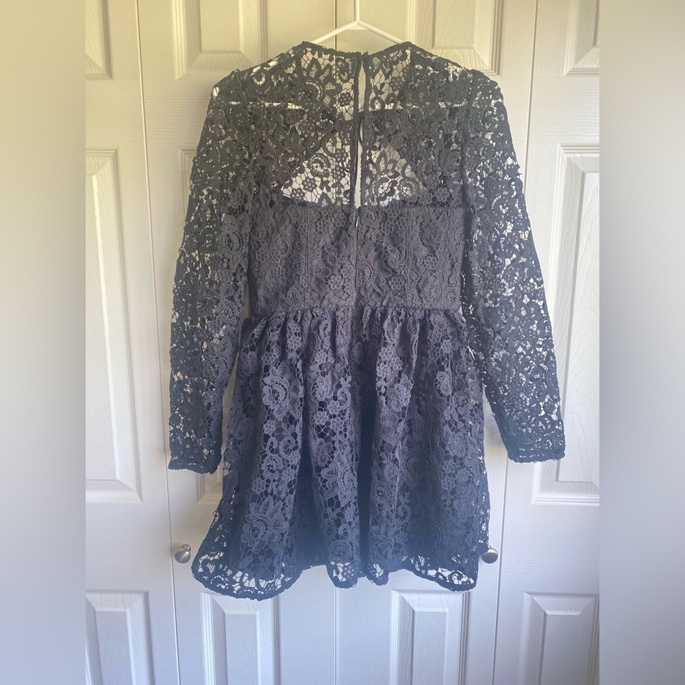 New Self-Portrait Tie-neck Mini Dress in Black - Picture 9 of 16
